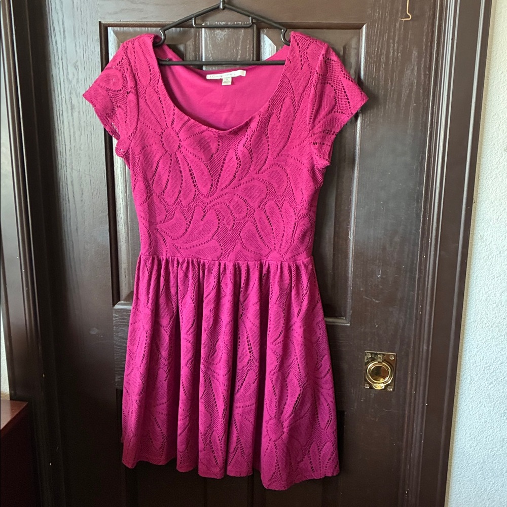 LC Lauren Conrad Fuchsia Lace Mini Dress - Picture 3 of 3